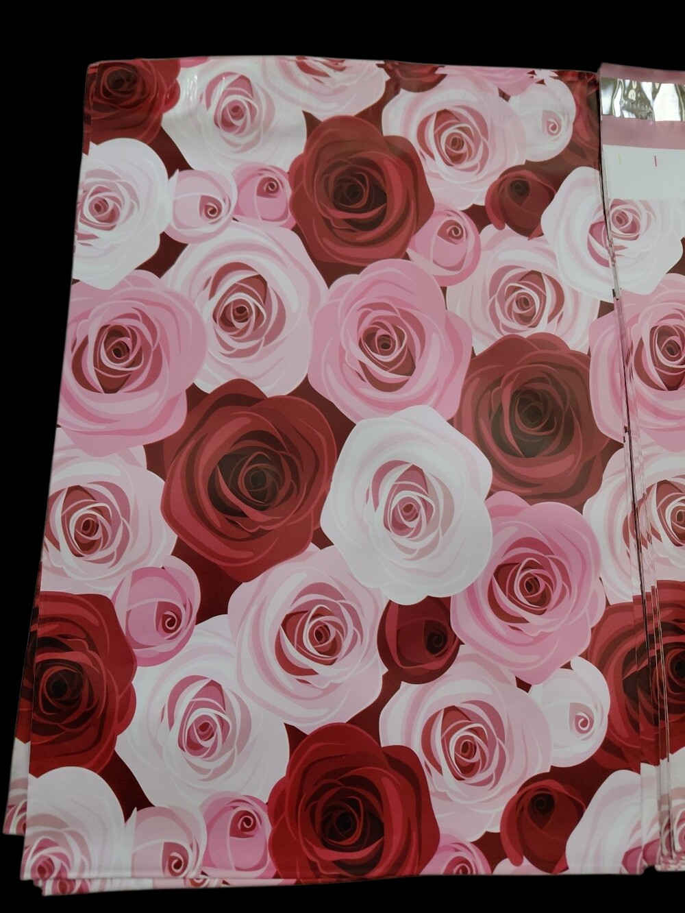 20ct. 10x13 Pink & Red Roses Polymailers Random Thank Cards/Stickers - Picture 5 of 7